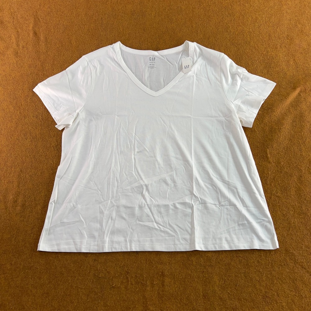 Gap Womens XXL Tall White Organic Cotton V-Neck Short Sleeve Vintage Tee NWT